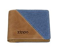 Zippo Geldbörse - Leder, Denim - Braun, Blau - Portemonnaie für Herren - Portmonee mit RFID-Schutz - Ideal für Karten und Scheine