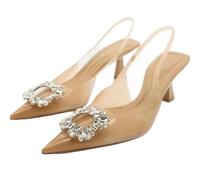 ZIRIA Damen Spitzkopf-Sandalen mit hohem Absatz, Damenschuhe, Pumps, Apricot a, 41 EU