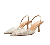 ZIRIA Damen Spitzkopf-Sandalen mit hohem Absatz, Damenschuhe, Pumps, aprikose, 41 EU