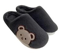 ZIRIA Hausschuhe für Damen und Herren, flauschig, Winter, warm, Cartoon-Teddybär-Hausschuhe, grau, 38/39 EU