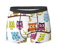ZISHAK Einhörner rosa Premium-Boxershorts, elastische und feuchtigkeitsableitende Boxershorts für Herren, Eulen auf Ästen, L