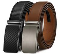 Zitahli Herrengürtel, Ledergürtel, Design für Arbeit, Business und Freizeit, Golf, Jeans, Herren-Accessoires, Geschenke für Männer, 2 Stück, Carbon-Schwarz/Braun, 95 cm/110 cm Taille