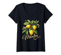 Zitronen auf einem Zweig Menton Frankreich T-Shirt mit V-Ausschnitt