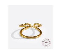 (Zitronengelb) Echte 925 Sterling Silber Ringe für Frauen Offene Vintage Hochzeitsschmuck Große Verstellbare