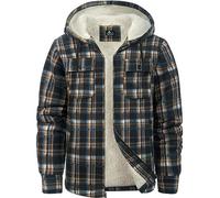 zitysport Hemdjacke Herren Hemd Sherpa Fleece Kariert Gefüttert Kapuzenpullover Fleecefutter Mantel Winter Jacke mit Taschen Flanellhemd Kariertes Männer Sweatjacke mit Kapuze