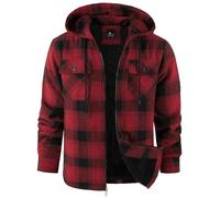 zitysport Hemdjacke Herren Hemd Sherpa Fleece Kariert Gefüttert Kapuzenpullover Fleecefutter Mantel Winter Jacke mit Taschen Flanellhemd Kariertes Männer Sweatjacke mit Kapuze