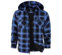 zitysport Hemdjacke Herren Hemd Sherpa Fleece Kariert Gefüttert Kapuzenpullover Fleecefutter Mantel Winter Jacke mit Taschen Flanellhemd Kariertes Männer Sweatjacke mit Kapuze