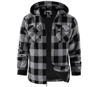 zitysport Hemdjacke Herren Hemd Sherpa Fleece Kariert Gefüttert Kapuzenpullover Fleecefutter Mantel Winter Jacke mit Taschen Flanellhemd Kariertes Männer Sweatjacke mit Kapuze