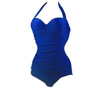 ZiXing Damen Badeanzug Push Up Vintage Bauchweg Damen Frauen Bademode Monokini Tankini Strand Schwimmanzug Blau 1 3XL