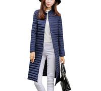 ZiXing Damen Daunenjacke Lange Ultra Leicht Winter Wärm Daunenmantel Quilted Steppjacke Parka Jacke Dunkelblau 2XL