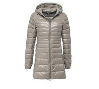 ZiXing Damen Daunenmantel Ultra Leicht Parka Winter Jacke Lang Daunenjacke Steppjacke Übergangsjacke Grau 5XL