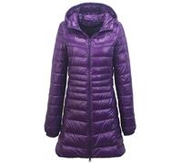 ZiXing Damen Daunenmantel Ultra Leicht Parka Winter Jacke Lang Daunenjacke Steppjacke Übergangsjacke Lila 4XL