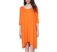 ZiXing Damen Nachthemd Nachtkleid Kurz Nachtwäsche Negligee Umstandskleid Stillnachthemd Sleepshirt aus Modal Orange Large
