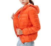 ZiXing Damen Winter Ultra Leicht Daunenjacke Steppjacke Übergangsjacke Jacke Mit Kapuze XXL Orange