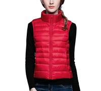 ZiXing Daunenweste Damen Ultra Leicht Daunenjacke Steppweste Weste rot M