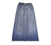 ZIXING Fashion Damen Große Größen Stretch Langer Jeansrock Elastische Taille Maxirock Hellblau XXL