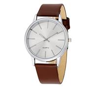 Ziyan Herren Uhr Flache Analog Quarz Klassisch Mode Edelstahluhr Armbanduhr mit Leder Armband (braun)