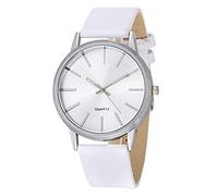 Ziyan Herren Uhr Flache Analog Quarz Klassisch Mode Edelstahluhr Armbanduhr mit Leder Armband (weiß)