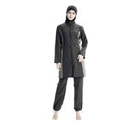ziyimaoyi Frauen Muslimischer Badeanzug Set Damen Burkini Muslimische Badebekleidung Islamischer Badeanzug Bathing Beachwear (L, Schwarz)