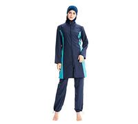 ziyimaoyi Frauen Muslimischer Badeanzug Set Damen Burkini Muslimische Badebekleidung Islamischer Badeanzug Bathing Beachwear (M, Blau)