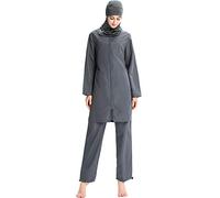 ziyimaoyi Muslimische Badebekleidung für Frauen Mädchen Modest Islamischer Badeanzug Hijab Burkini Badeanzüge (L, Grau)