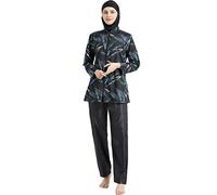 ziyimaoyi Muslimische Damen-Bademode, islamischer Badeanzug, volle Abdeckung, Hijab Burkini, bescheidene muslimische Badeanzüge (schwarz, M)