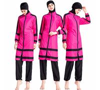 ziyimaoyi Muslimische Damen-Bademode, volle Abdeckung, islamisch, bescheidener Badeanzug, muslimischer Burkini, Sonnenschutz, Badeanzüge mit Hijab, rose, XXL