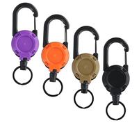 Ziyonix 4 Stücke Schlüsselanhänger Ausziehbar, 4 Farben Schlüsselband Ausziehbar, Einziehbarer Schlüsselanhänger mit 60cm Stahldrahtseil, Ausweishalter Ausziehbar mit Karabiner