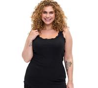 Zizzi 2er-Pack Top Rundhals - Plus Size Damen, gerippte Basic-Tops mit Spitzendetail, Lange Passform zum Layern, Mode für Damen große größen