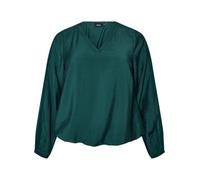 Zizzi Bluse Damen Elegant mit Chiffon-Details, Langarmbluse Große Größen | Festliche Bluse mit V-Ausschnitt, transparenten Chiffon-Einsätzen an den Ärmeln und weichem Balloneffekt am Saum