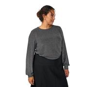 Zizzi Damen Große Größen Bluse Lange Ärmel Glitzer Muster Größe Gr M Black w. Silver L.