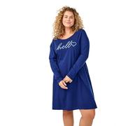 Zizzi Damen Große Größen Nachthemd Bio-Baumwolle Größe Gr M Midnight Sail Hello