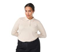 Zizzi Damen Große Größen Poloshirt Lange Ärmel Jersey Größe Gr XL Oatmeal