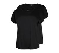 Zizzi Damen Große Größen T-Shirt 2er-Pack Baumwolle Rundhalsausschnitt Gr 62-64 Black/Black