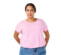 Zizzi Damen Große Größen T-Shirt 2er-Pack Baumwolle Rundhalsausschnitt Gr Gr XL Pink Frosting/Black