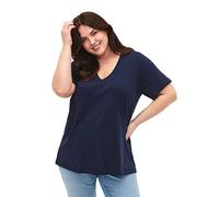 Zizzi Damen Große Größen T-Shirt Basic Baumwolle V-Ausschnitt Gr 42-44 Navy Blazer