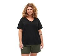 Zizzi Damen Große Größen T-Shirt Basic Baumwolle V-Ausschnitt Gr 50-52 Black