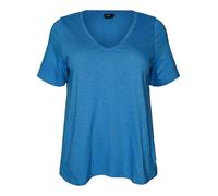 Zizzi Damen Große Größen T-Shirt Basic Baumwolle V-Ausschnitt Gr Gr S Campanula