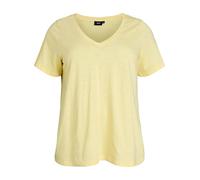 Zizzi Damen Große Größen T-Shirt Basic Baumwolle V-Ausschnitt Gr Gr S Sunlight