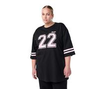 Zizzi Damen Große Größen T-Shirt Oversize Baumwolle College Größe Gr XL Black W. P. Pink