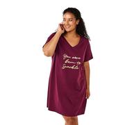 Zizzi Damen-Nachthemd in großen Größen aus Baumwolle, Kurze Ärmel, Größe Gr XXL Fig Sparkle