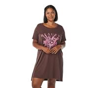 Zizzi Frauen Plus Größe Nachthemd Baumwolle Kurze Ärmel Größe Gr XL Seal Brown Beauty