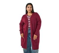 Zizzi Strickjacke Damen Lang Große Größen mit Taschen, Cardigan Meliert | Offene lange Strickjacke mit Seitentaschen und hohen Rippbündchen, weicher Strick aus recyceltem Polyester