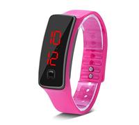 ZJchao Digitale LED-Armbanduhr, mehrere Farben, Armband aus Silikon, Zifferblatt 12 Stunden, elektronische Sportuhr für Jugendliche, Jungen, Mädchen, Kinder (Rosa)