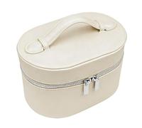 ZJchao Make-up-Tasche, Reise-Make-up-Organizer, Kosmetiktasche, Reise-Kulturbeutel aus PU-Leder mit Herausnehmbarem Innenfutter für Damen, 16,5 X 14,5 X 21,6 cm (Beige)