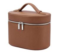 ZJchao Make-up-Tasche, Reise-Make-up-Organizer, Kosmetiktasche, Reise-Kulturbeutel aus PU-Leder mit Herausnehmbarem Innenfutter für Damen, 16,5 X 14,5 X 21,6 cm (Brown)