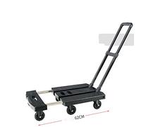 ZJFHEYUO Handwagen, Kleiner Transportwagen, Faltbarer, Leichter, tragbarer Einkaufswagen, Haushaltswagen, LKW, Kleiner Anhänger, leiser Flachbettwagen, vierrädriger Wagen für Gep