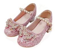 ZJstyle Mädchen Prinzessin Schuhe Pailletten Party Schuh Mädchen Mary Jane Schuhe Bling Sandalen Little Girl Sparkle Hochzeit Dress Up Schuh, rose, 29 EU