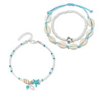 ZKGYUS Fußketten für Damen und Mädchen, Fußkettchen Set, Strand Fußkettchen für Damen, Fußkettchen im Boho-Stil, mit Muscheln, Schildkröte, Knöchel-Armbänder