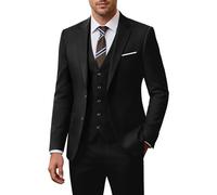 ZKHOECR Herren-Anzug-Set, 3-teilig, schmale Passform, Blazer mit Zwei Knöpfen, einfarbig, Jacke, Weste, Hose, Hochzeit, Business-Anzug, Schwarz, 4XL